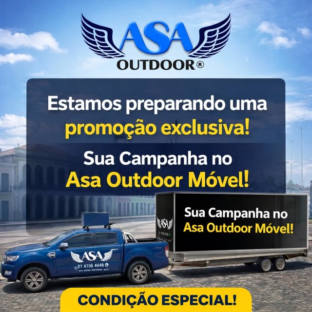 Veículo da ASA Outdoor com painel de mídia exterior móvel em uma via urbana